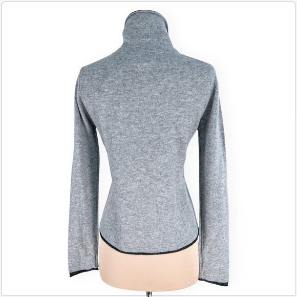 Magaschoni Heather Gray 100% Cashmere Sweater Rolled Edge Contrast NWT New S - Picture 2 of 3